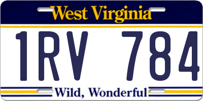 WV license plate 1RV784