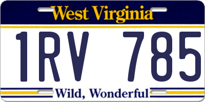 WV license plate 1RV785