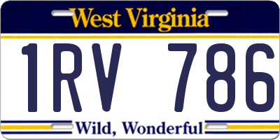 WV license plate 1RV786
