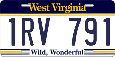 WV license plate 1RV791