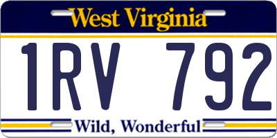 WV license plate 1RV792