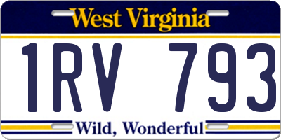 WV license plate 1RV793