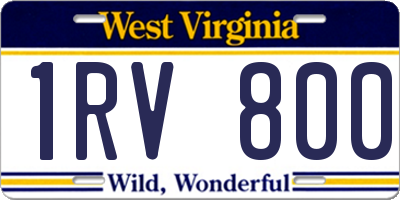 WV license plate 1RV800