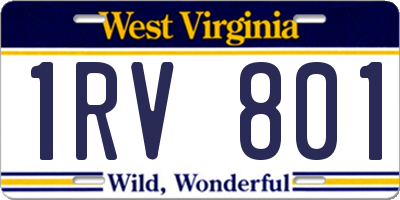 WV license plate 1RV801