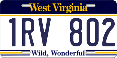 WV license plate 1RV802