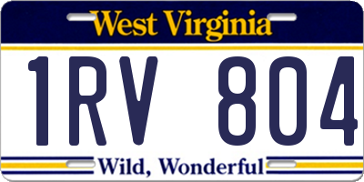 WV license plate 1RV804