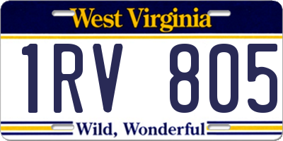 WV license plate 1RV805