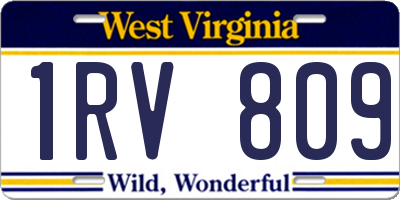 WV license plate 1RV809