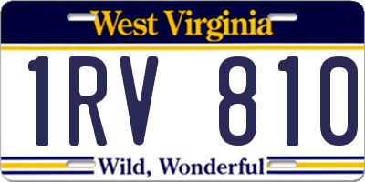 WV license plate 1RV810