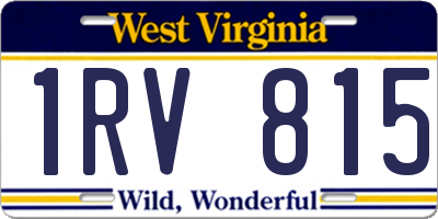 WV license plate 1RV815