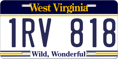 WV license plate 1RV818