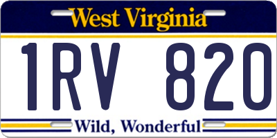 WV license plate 1RV820