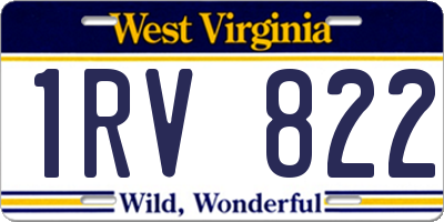 WV license plate 1RV822