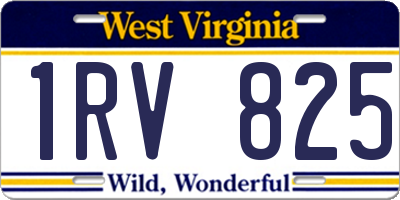 WV license plate 1RV825