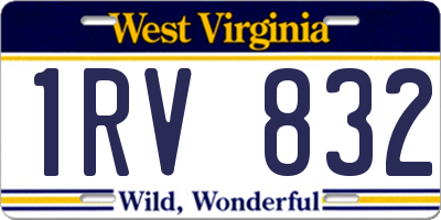 WV license plate 1RV832