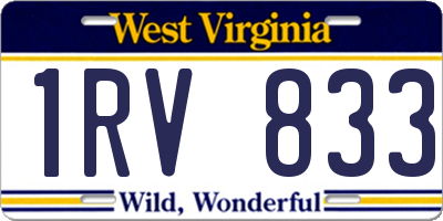 WV license plate 1RV833