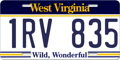 WV license plate 1RV835