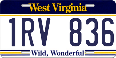 WV license plate 1RV836