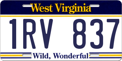 WV license plate 1RV837