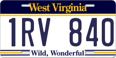 WV license plate 1RV840