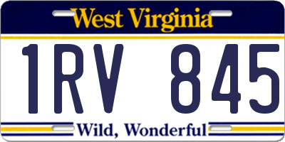 WV license plate 1RV845