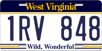 WV license plate 1RV848