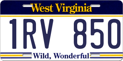 WV license plate 1RV850
