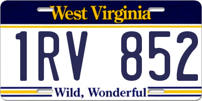 WV license plate 1RV852
