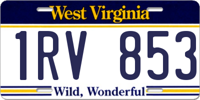 WV license plate 1RV853