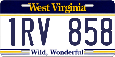 WV license plate 1RV858