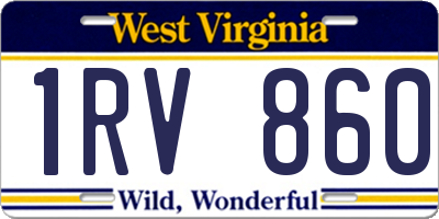 WV license plate 1RV860