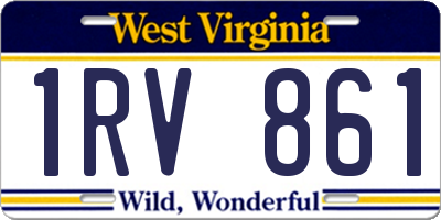 WV license plate 1RV861