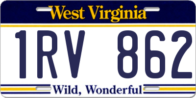 WV license plate 1RV862
