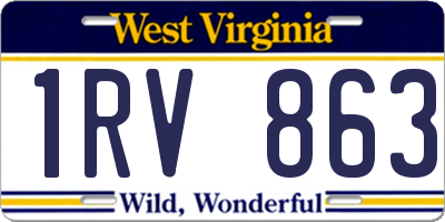 WV license plate 1RV863