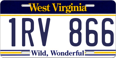 WV license plate 1RV866