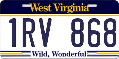 WV license plate 1RV868
