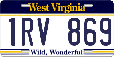 WV license plate 1RV869