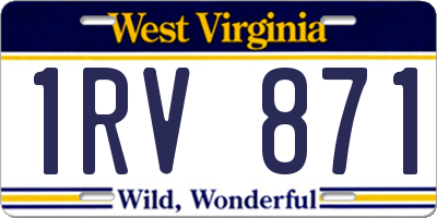 WV license plate 1RV871
