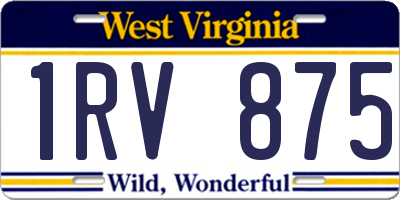 WV license plate 1RV875