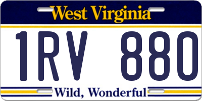 WV license plate 1RV880