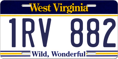 WV license plate 1RV882