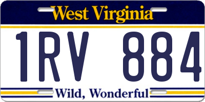 WV license plate 1RV884