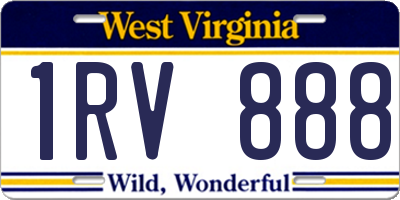 WV license plate 1RV888