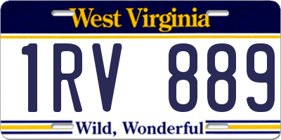 WV license plate 1RV889
