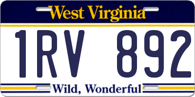 WV license plate 1RV892
