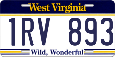 WV license plate 1RV893