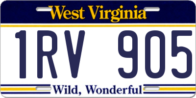 WV license plate 1RV905
