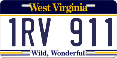 WV license plate 1RV911