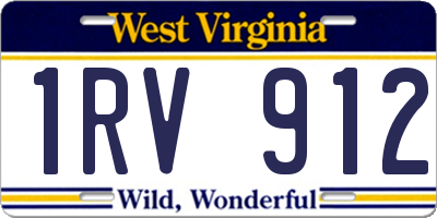 WV license plate 1RV912