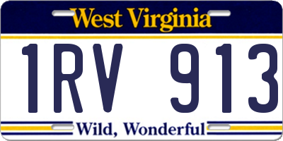 WV license plate 1RV913